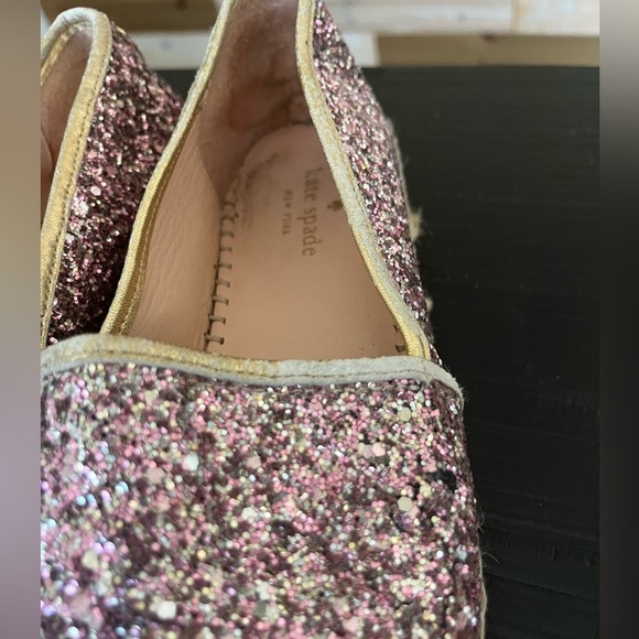 Kate Spade Linds Too Rose Gold Glitter Espadrille Pink SZ 8 - Picture 5 of 9